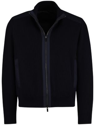 Paul & Shark Paul & Shark jas effen donkerblauw effen gebreid lamswol