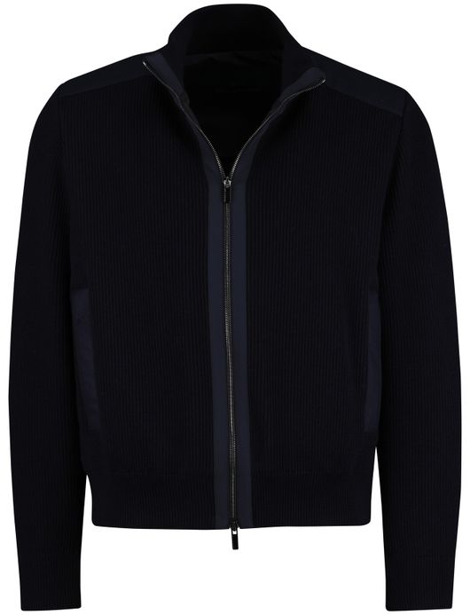 Paul & Shark jas effen donkerblauw effen gebreid lamswol