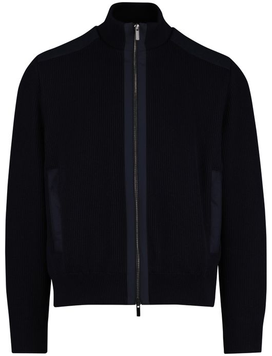 Paul & Shark jas effen donkerblauw effen gebreid lamswol