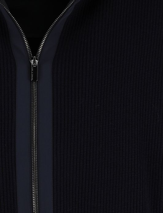 Paul & Shark jas effen donkerblauw effen gebreid lamswol