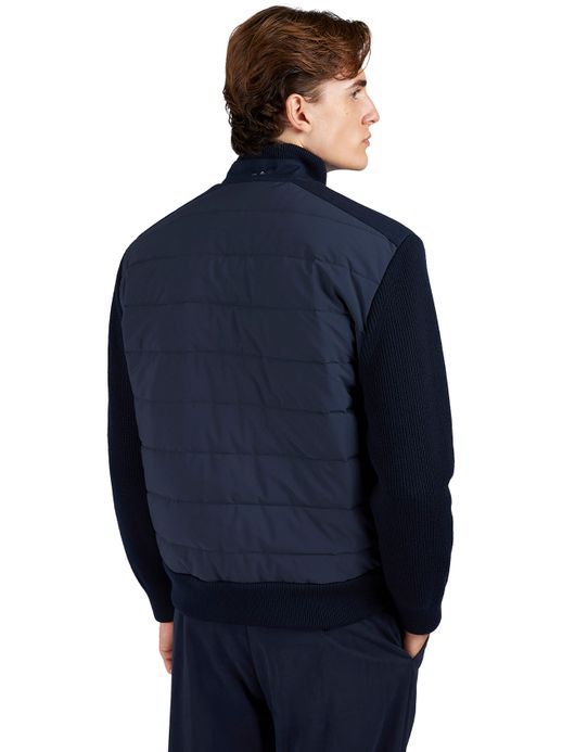 Paul & Shark jas effen donkerblauw effen gebreid lamswol