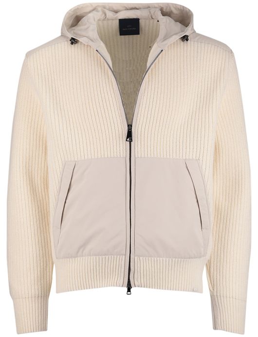 Paul & Shark vest beige effen lamswol wijde fit rib
