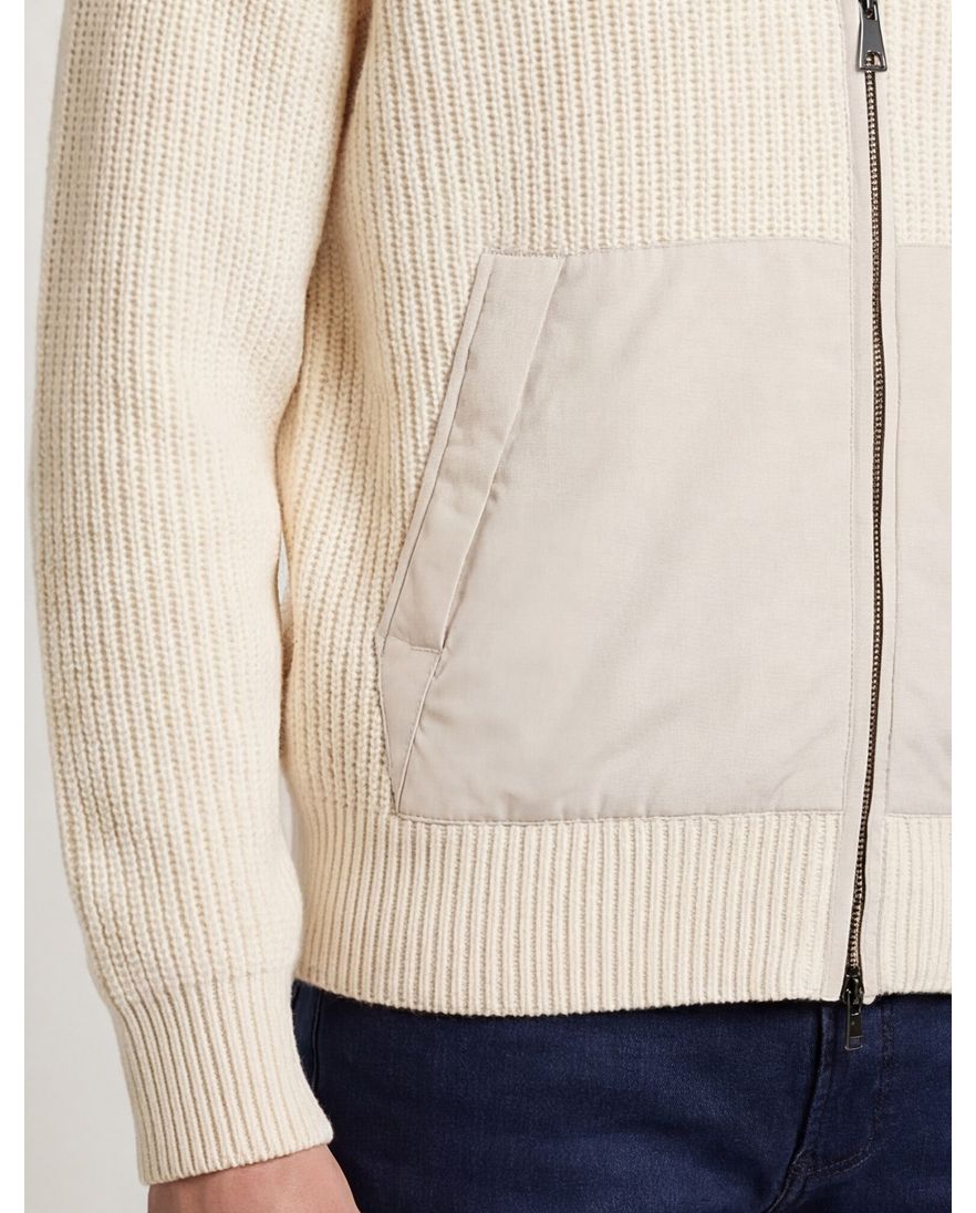 Paul & Shark vest beige effen lamswol wijde fit rib