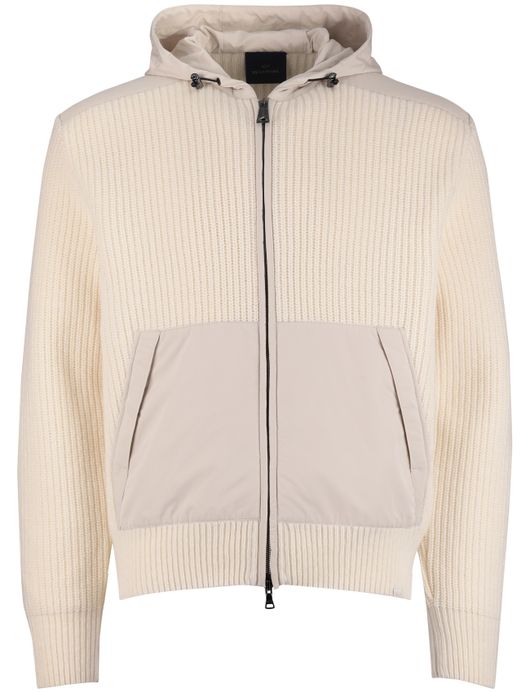 Paul & Shark vest beige effen lamswol wijde fit rib