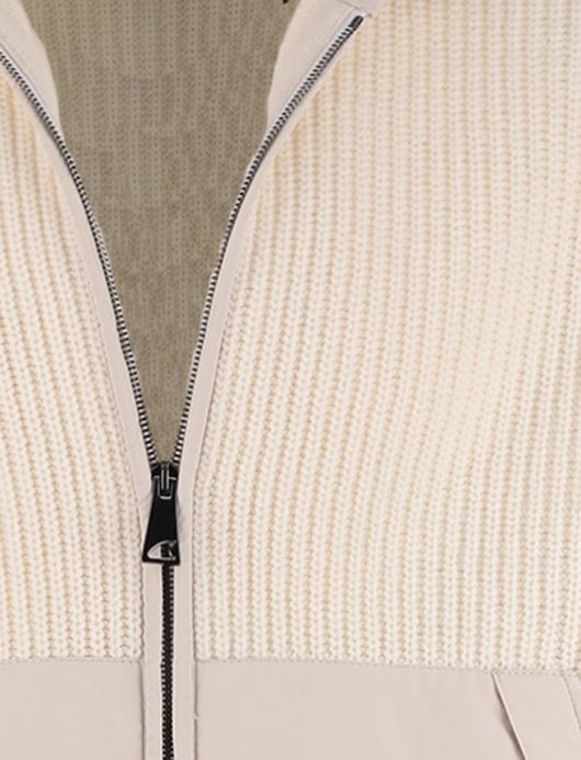 Paul & Shark vest beige effen lamswol wijde fit rib