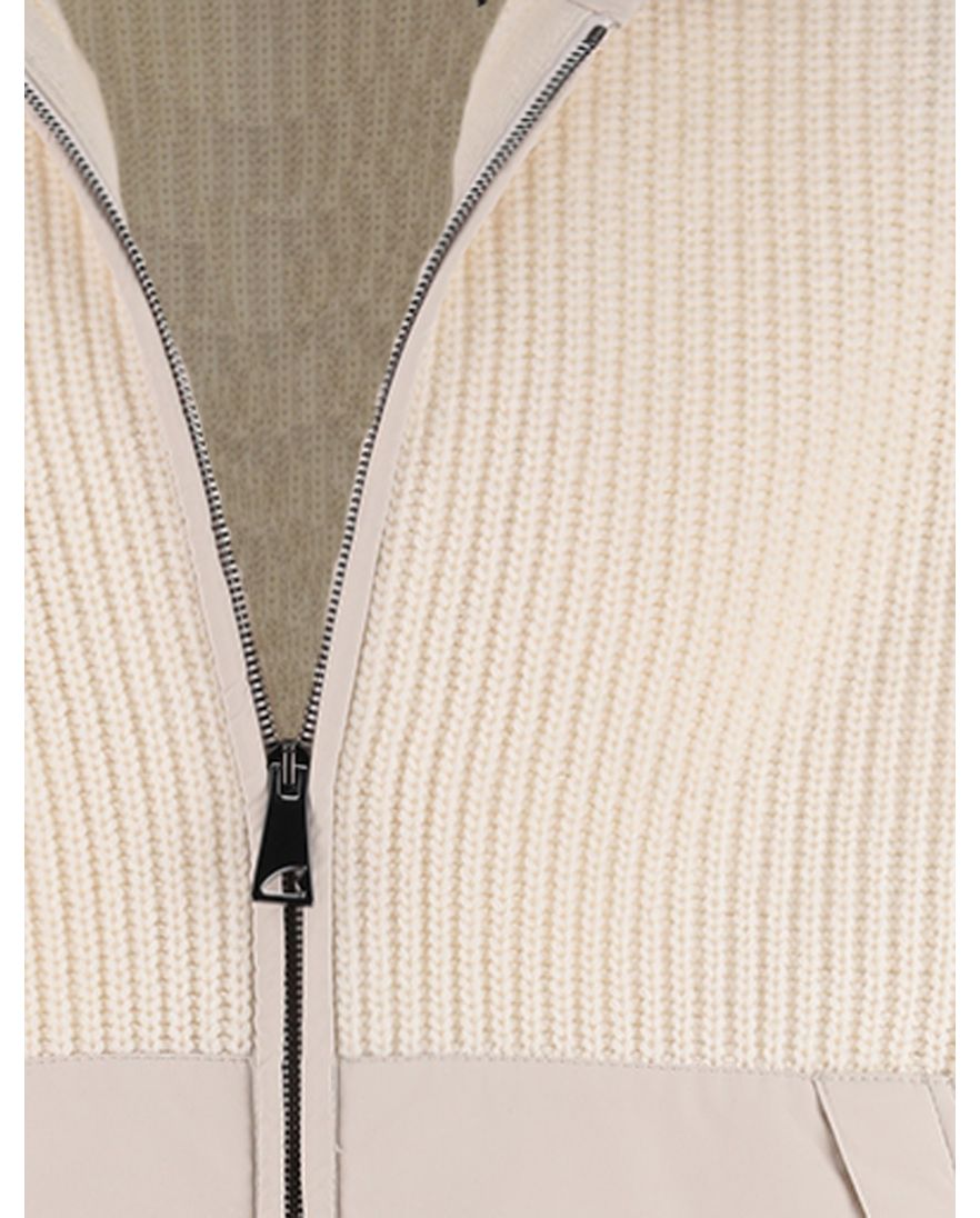 Paul & Shark vest beige effen lamswol wijde fit rib