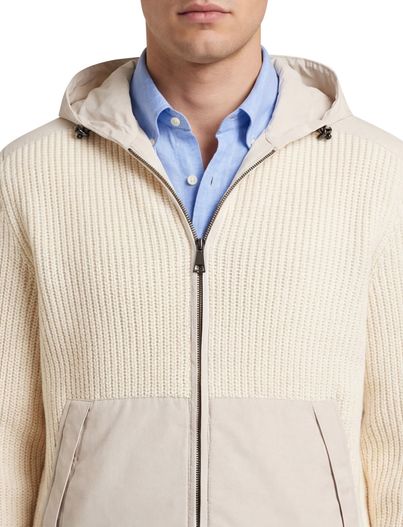 Paul & Shark Paul & Shark vest beige effen lamswol wijde fit rib