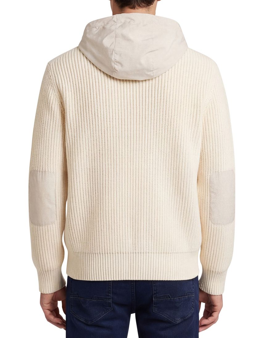 Paul & Shark vest beige effen lamswol wijde fit rib