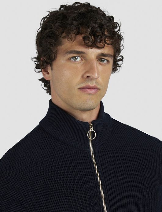 Paul & Shark vest rits donkerblauw gebreid