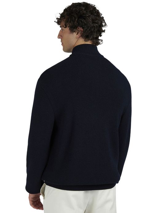 Paul & Shark vest rits donkerblauw gebreid