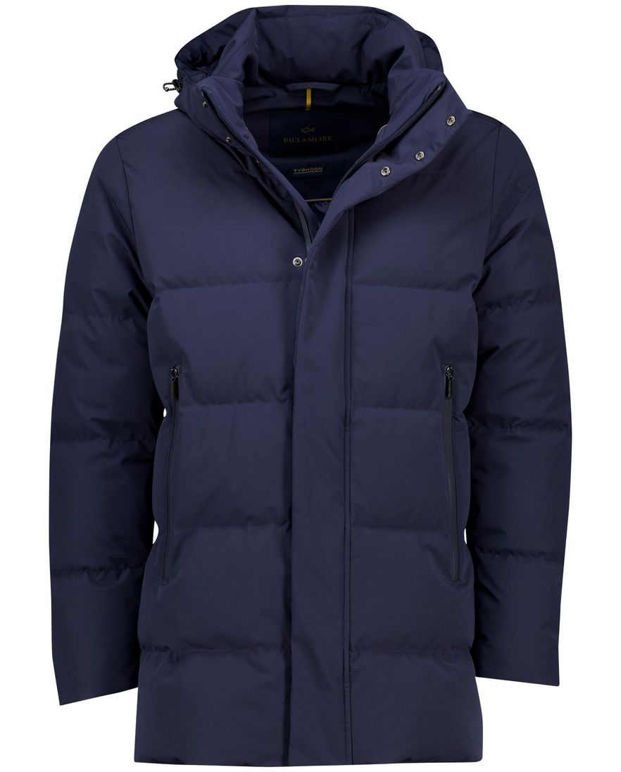 Paul & Shark winterjas donkerblauw effen capuchon