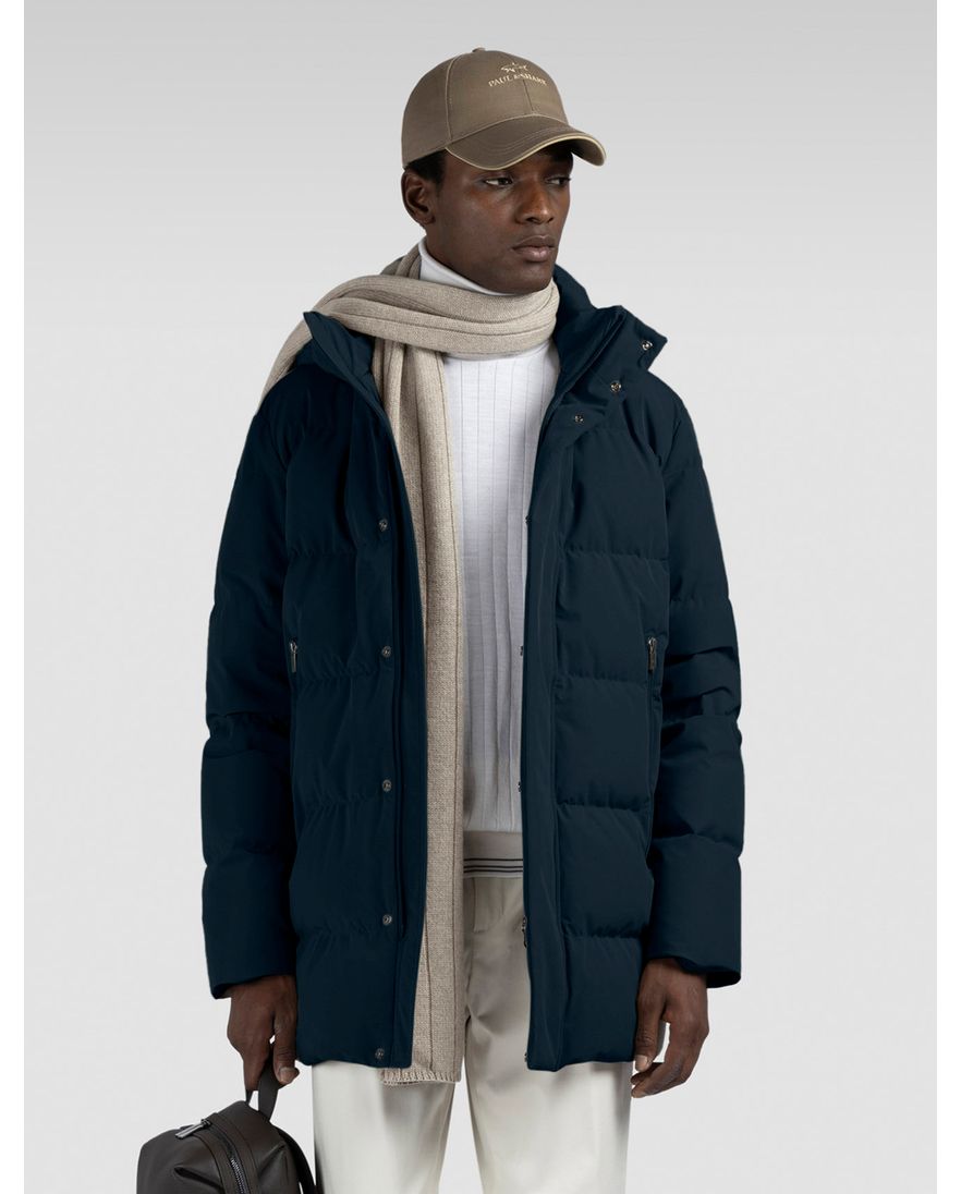 Paul & Shark winterjas donkerblauw effen capuchon