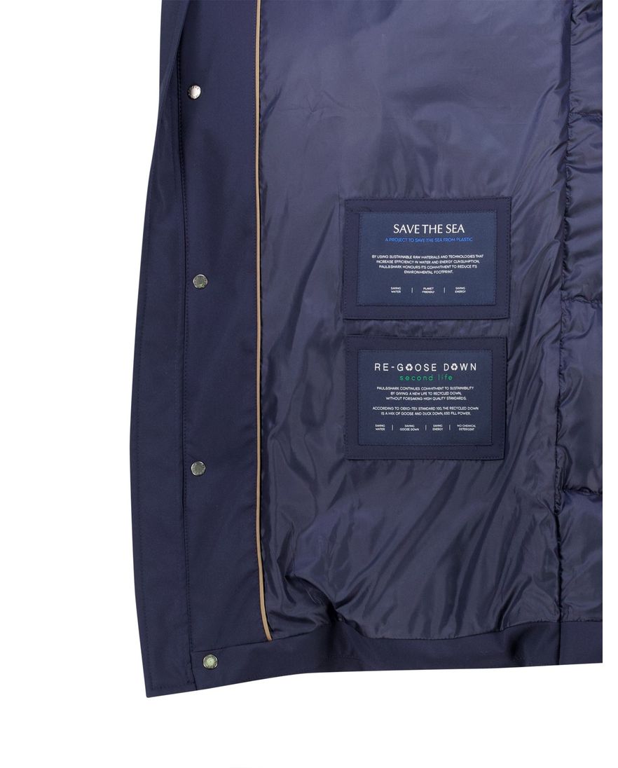 Paul & Shark winterjas donkerblauw effen capuchon