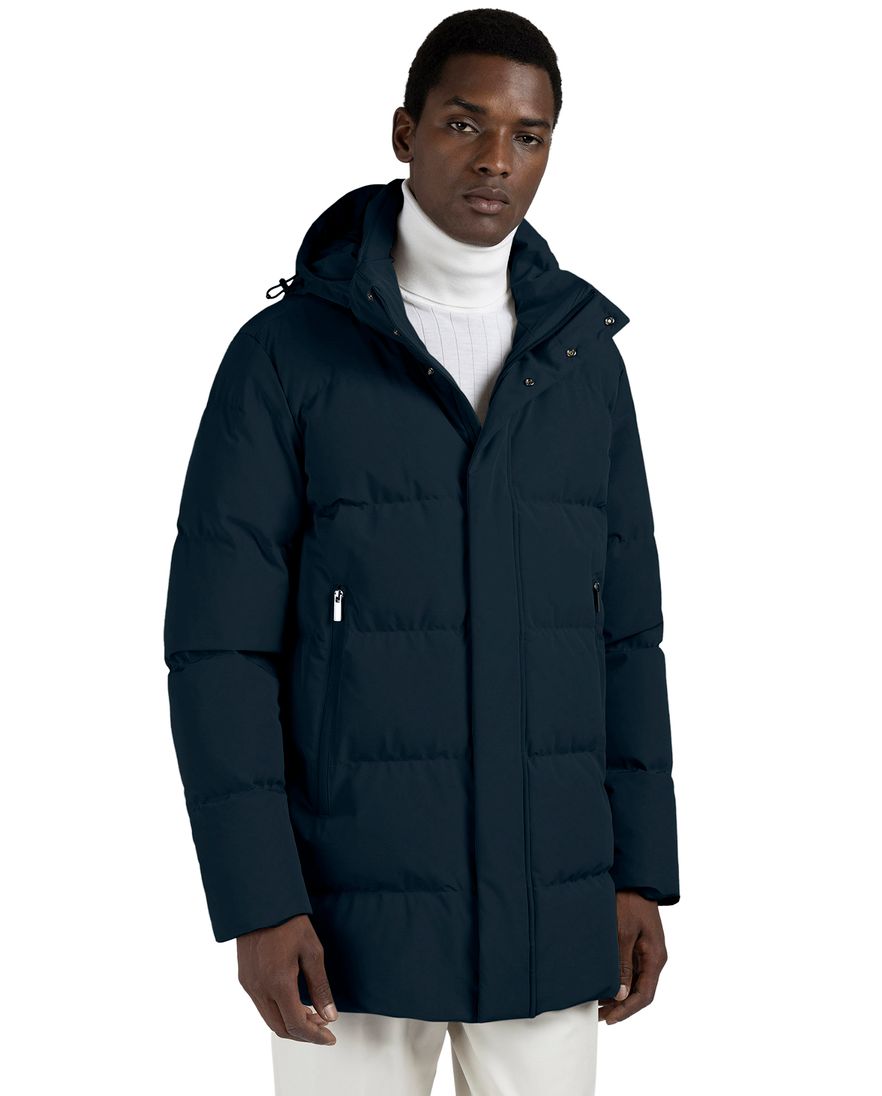 Paul & Shark winterjas donkerblauw effen capuchon