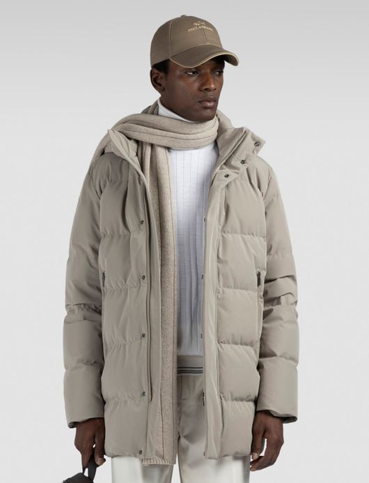 Paul & Shark winterjas beige typhoon effen wijde fit