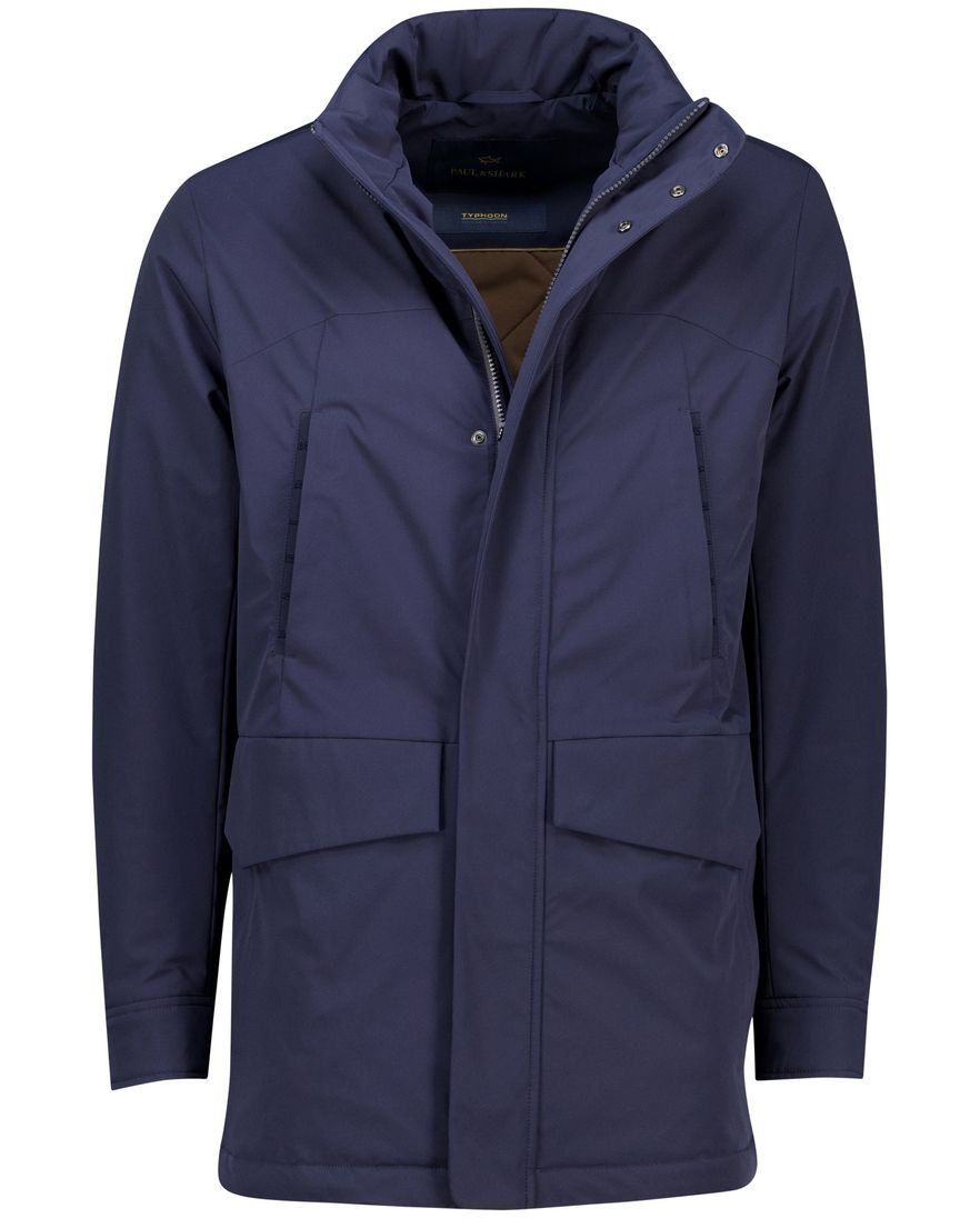 Paul & Shark winterjas donkerblauw effen waterdicht wijde fit