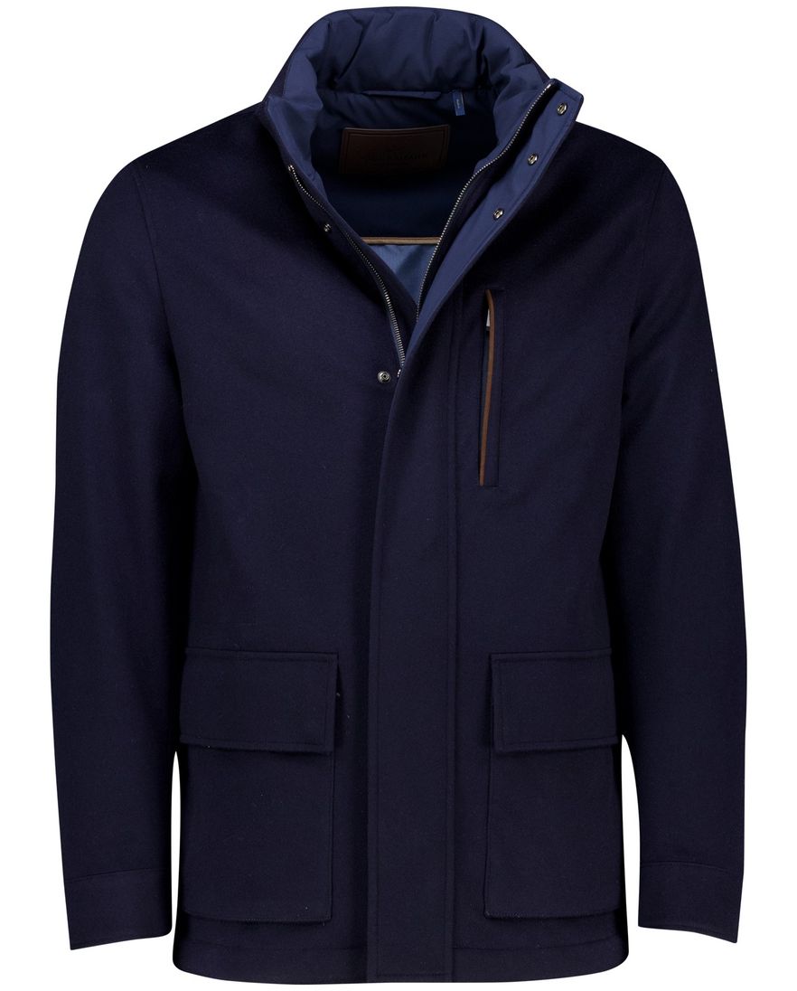 Paul & Shark winterjas donkerblauw uitneembare capuchon