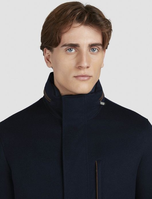 Paul & Shark winterjas donkerblauw uitneembare capuchon