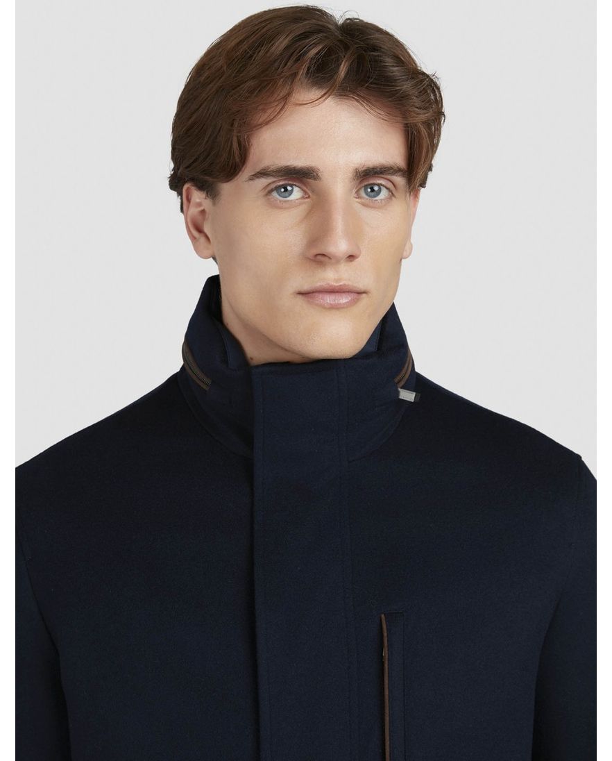 Paul & Shark winterjas donkerblauw uitneembare capuchon