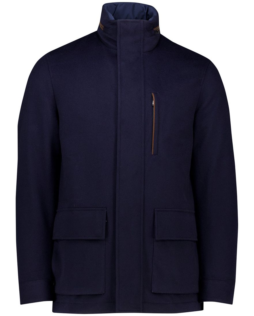 Paul & Shark winterjas donkerblauw uitneembare capuchon