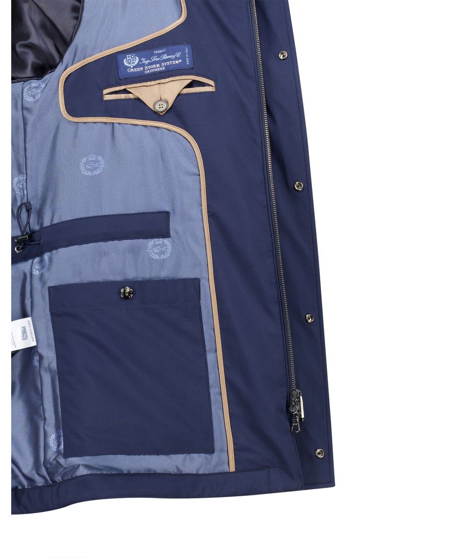 Paul & Shark winterjas donkerblauw uitneembare capuchon