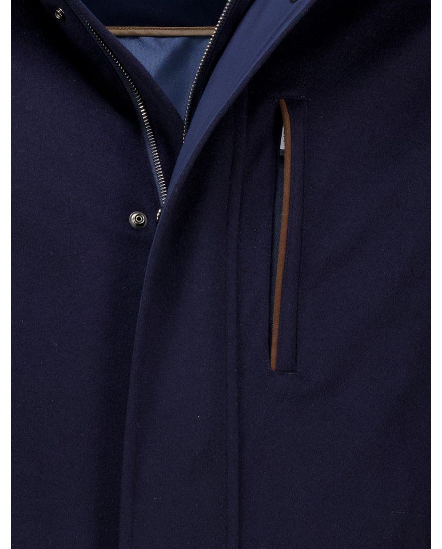 Paul & Shark winterjas donkerblauw uitneembare capuchon