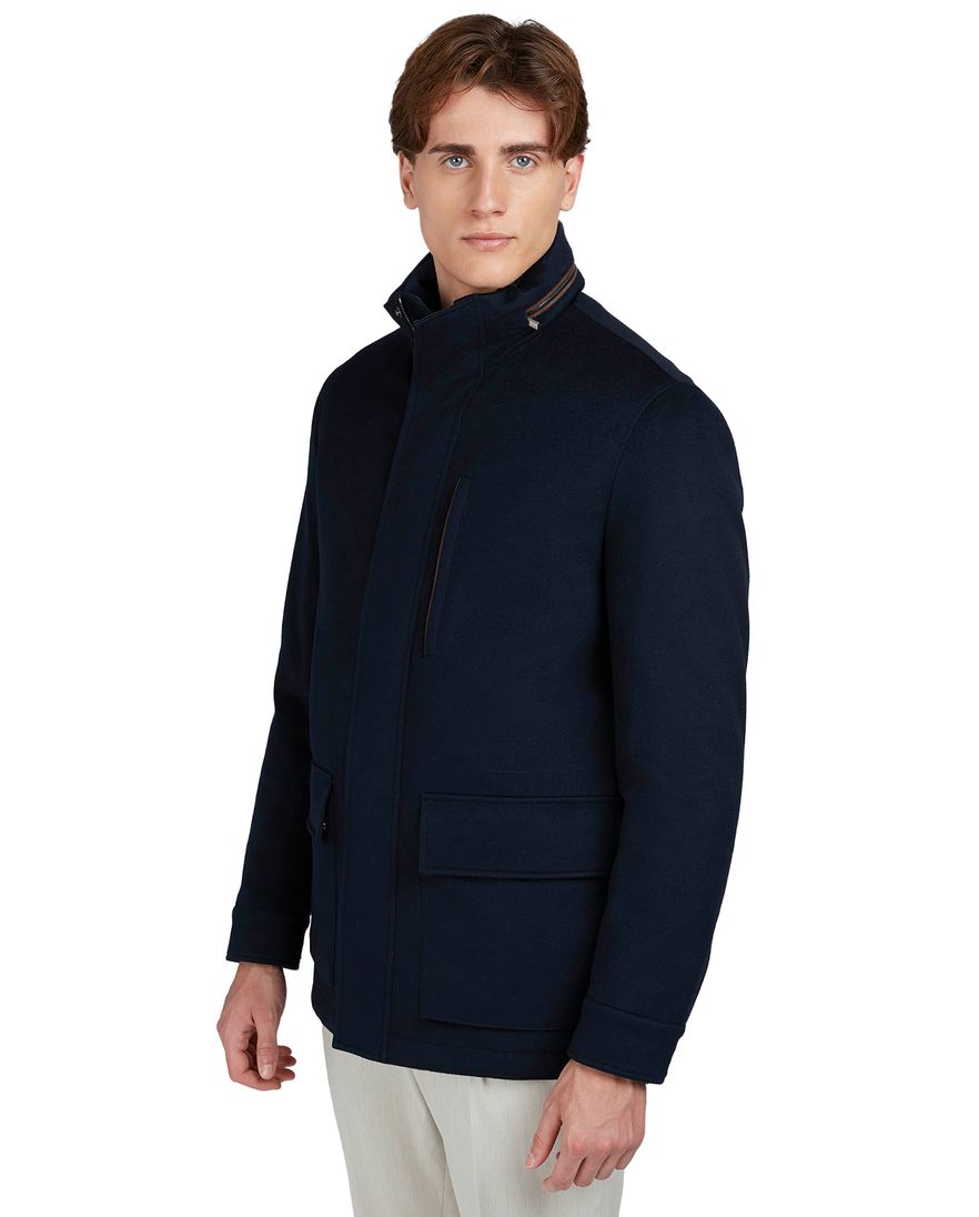 Paul & Shark winterjas donkerblauw uitneembare capuchon