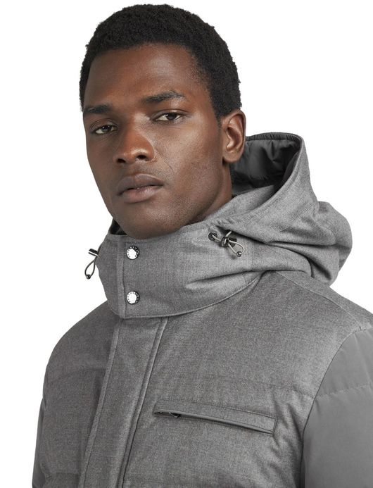 Paul & Shark winterjas effen grijs wijde fit scheerwol