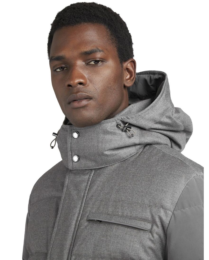 Paul & Shark winterjas effen grijs wijde fit scheerwol