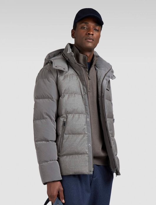 Paul & Shark winterjas effen grijs wijde fit scheerwol