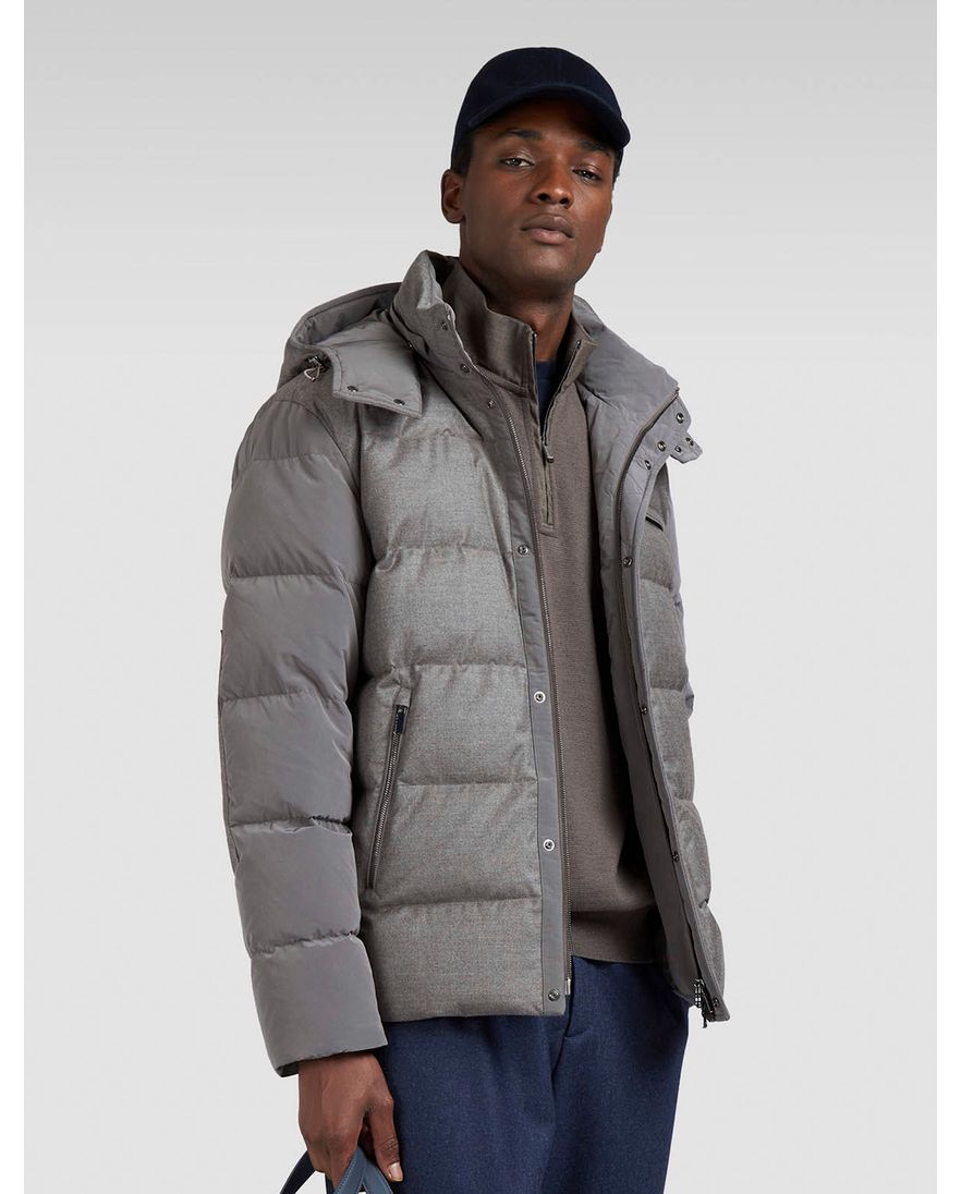 Paul & Shark winterjas effen grijs wijde fit scheerwol