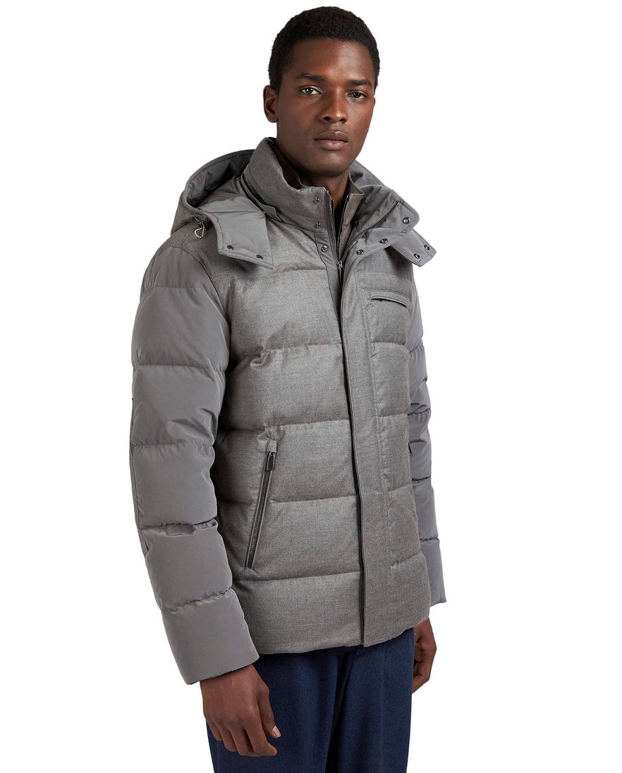 Paul & Shark winterjas effen grijs wijde fit scheerwol