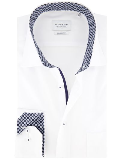 Eterna Eterna overhemd wit comfort fit strijkvrij lange mouwen