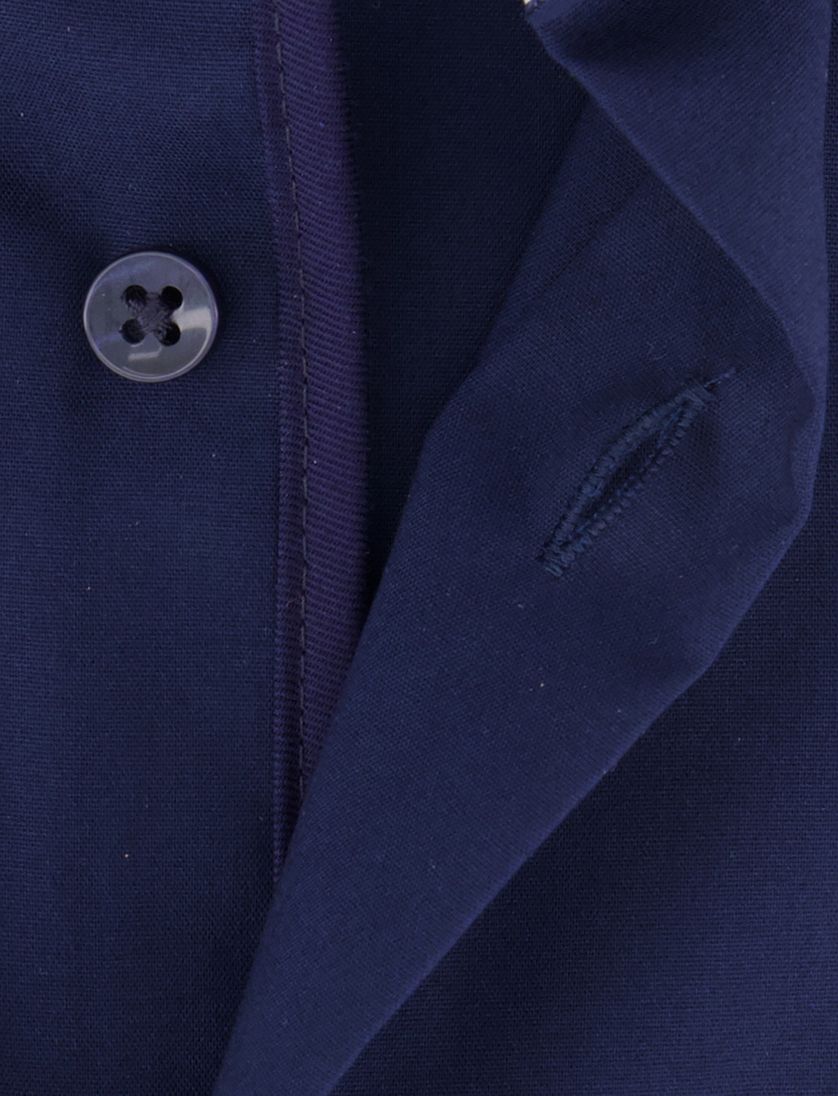 Eterna overhemd donkerblauw strijkvrij semi-wide collar