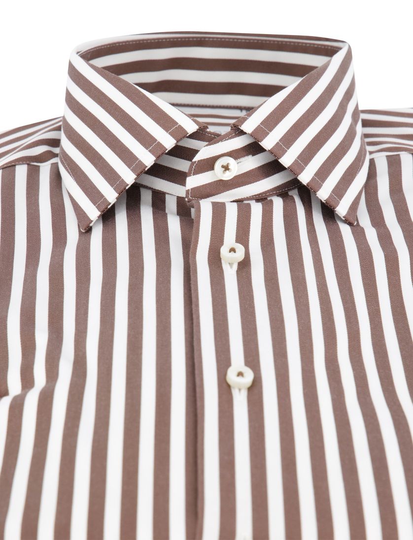 Eterna overhemd bruin gestreept modern fit 100% katoen
