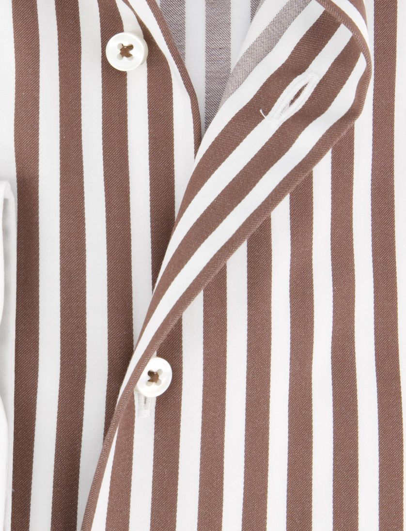 Eterna overhemd bruin gestreept modern fit 100% katoen