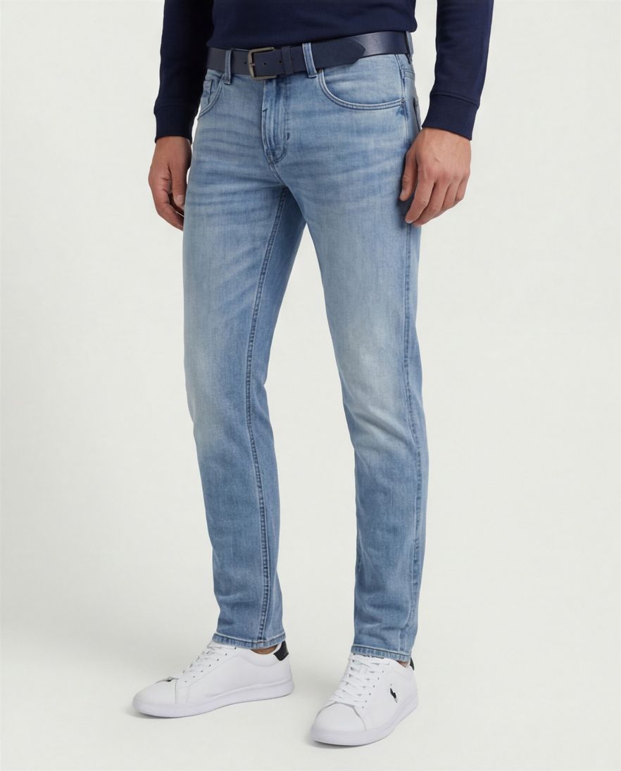PME Legend 5-p lichtblauw regular fit denim gemeleerd
