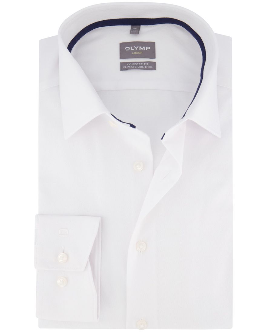 Olymp overhemd wit effen wijde fit katoen