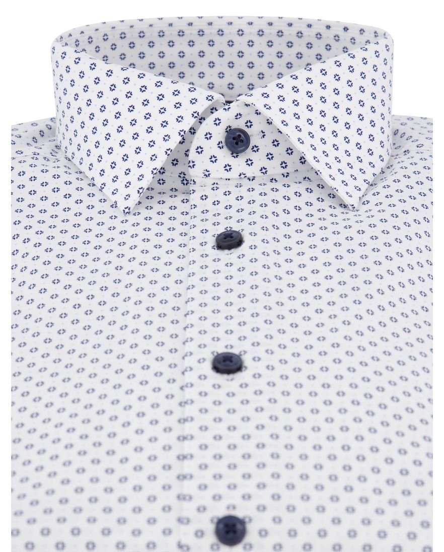 katoenen Olymp overhemd wit geprint wijde fit