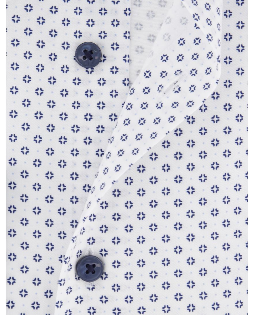 katoenen Olymp overhemd wit geprint wijde fit