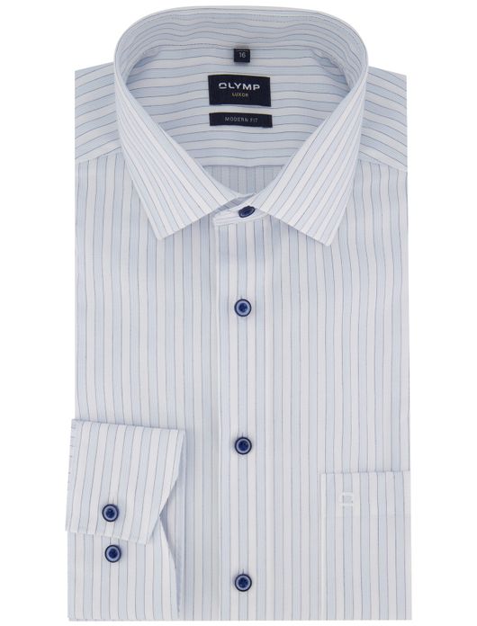 Olymp overhemd wit blauw gestreept