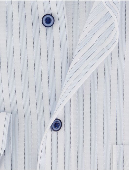 Olymp overhemd wit blauw gestreept