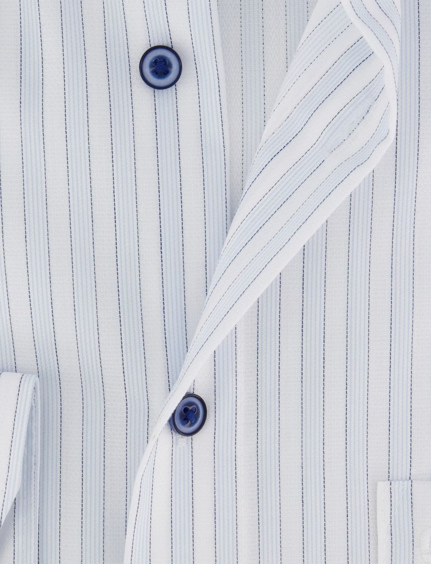 Olymp overhemd wit lichtblauw gestreept normale fit katoen