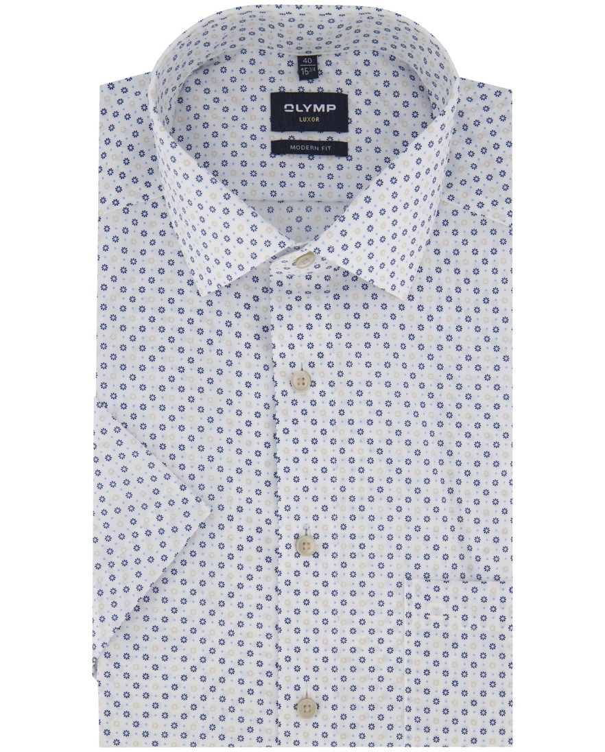 Olymp overhemd geprint korte mouw strijkvrij normale fit