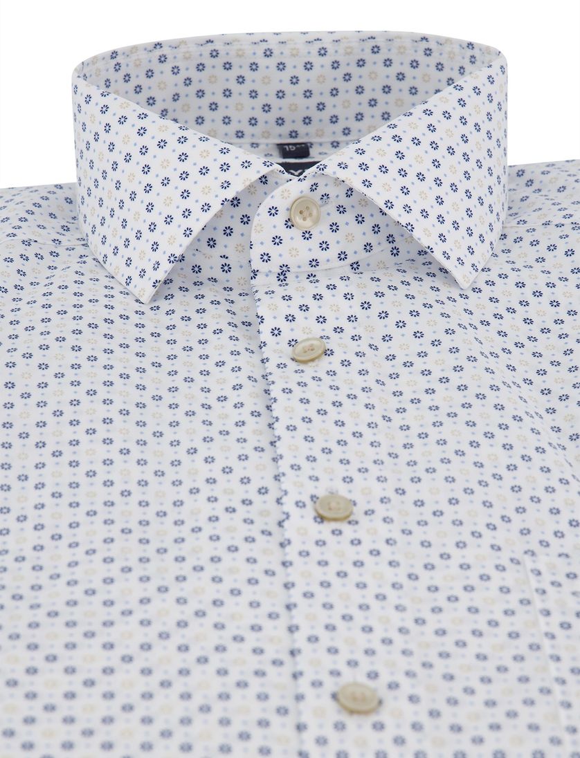 katoenen Olymp overhemd geprint korte mouw strijkvrij