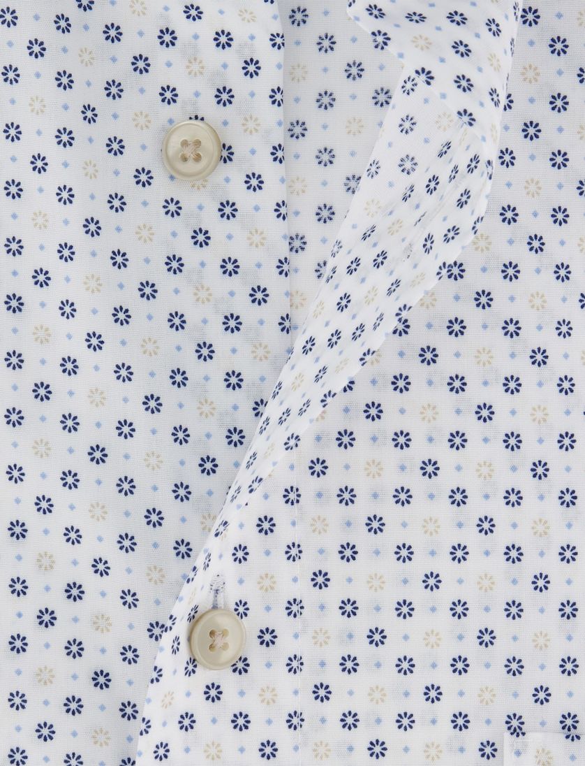 katoenen Olymp overhemd geprint korte mouw strijkvrij