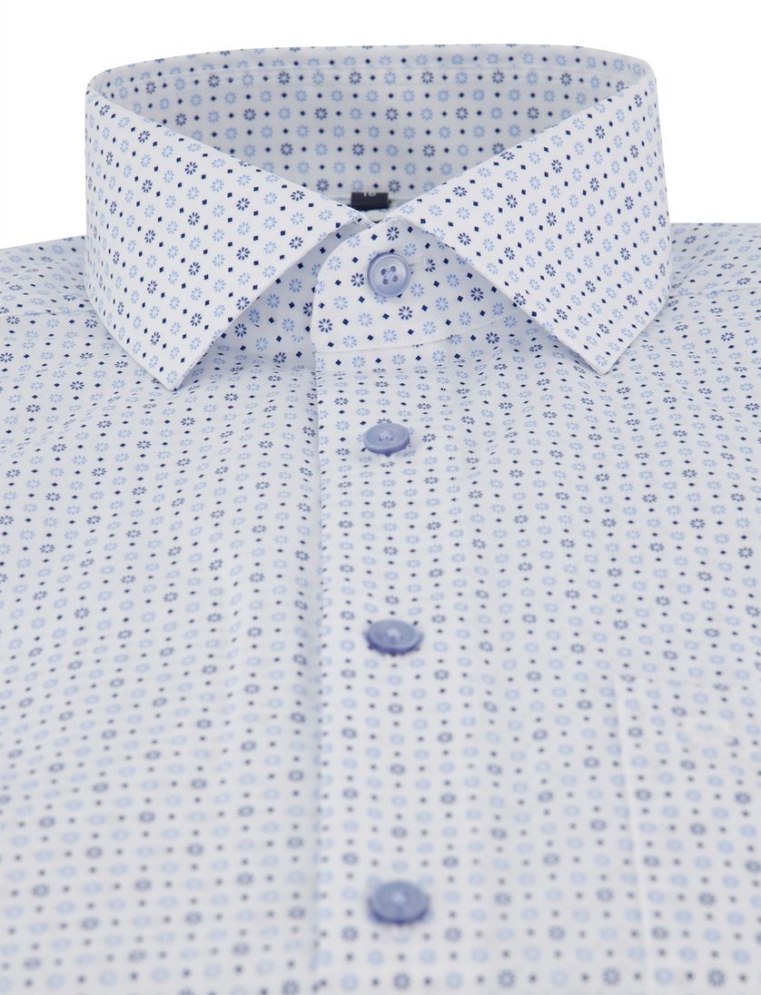 katoenen Olymp overhemd blauw geprint normale fit