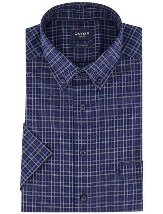 Olymp overhemd donkerblauw geruit