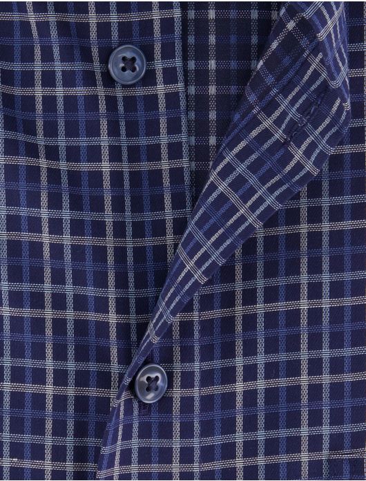 Olymp overhemd donkerblauw geruit