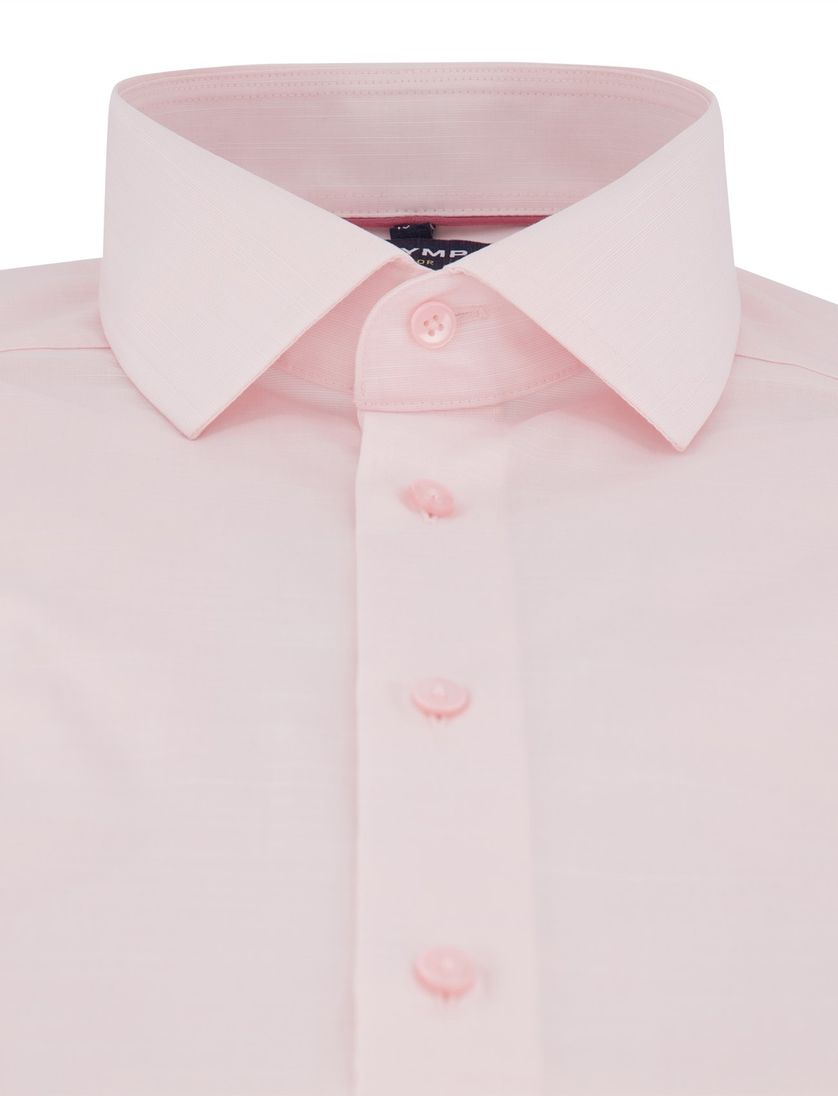 katoenen Olymp overhemd roze effen normale fit strijkvrij